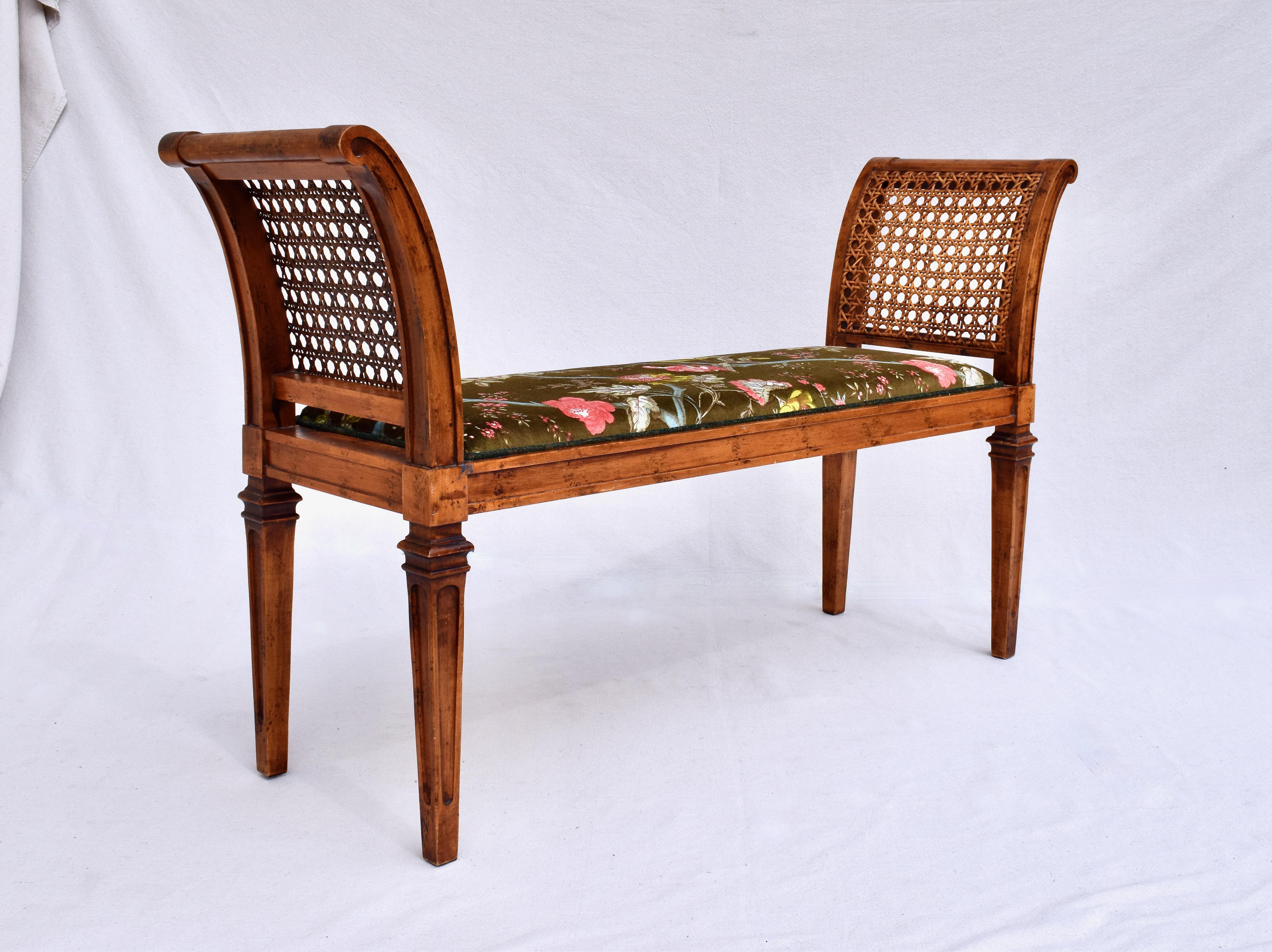 Directoire Regency Style Cane Window Bench by Baker For Sale
