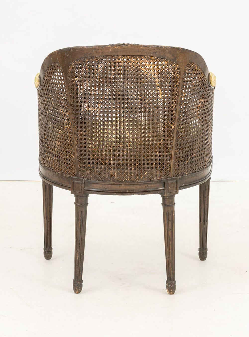 Regency Style Caned Barrel Back Bergere For Sale 3