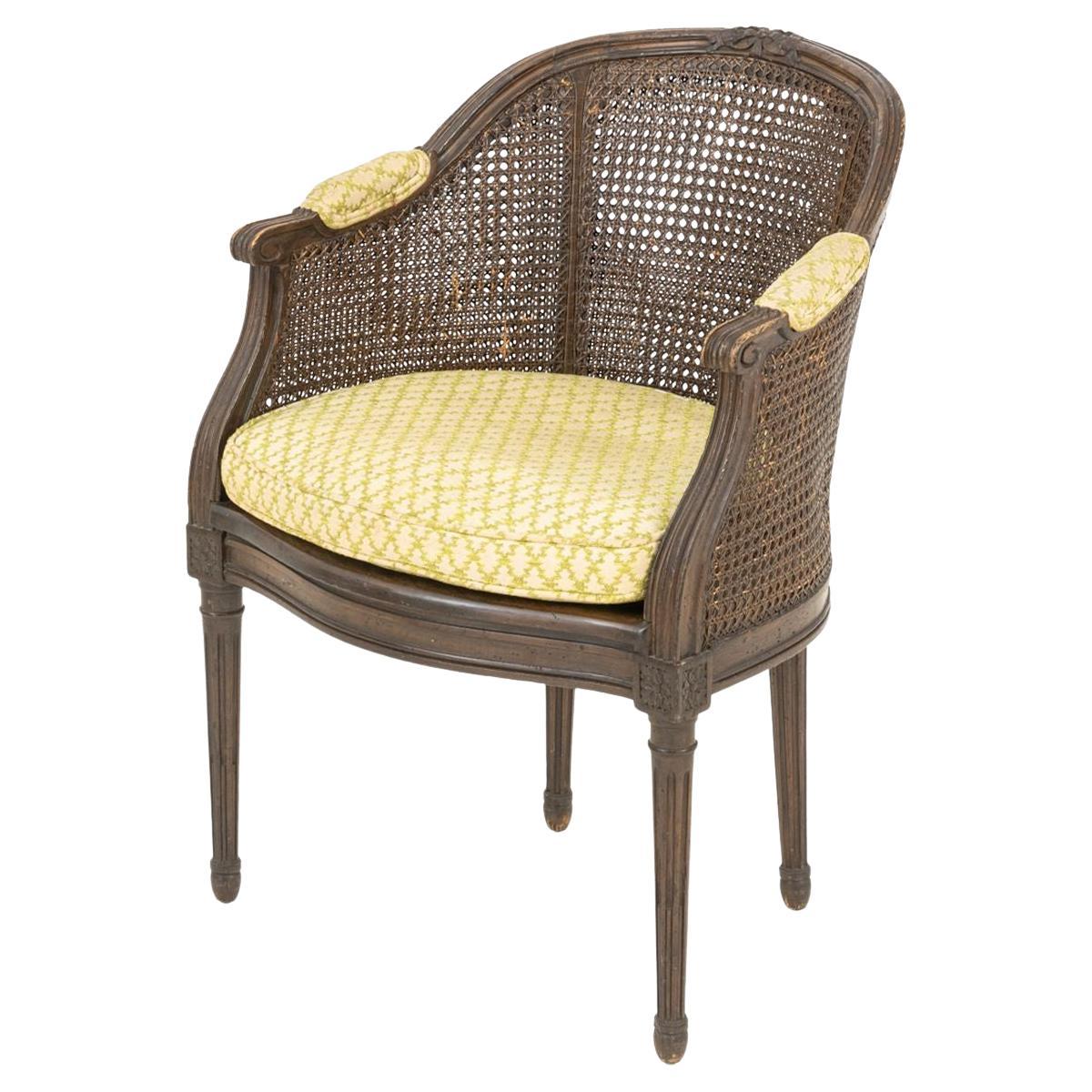 Regency Style Caned Barrel Back Bergere For Sale