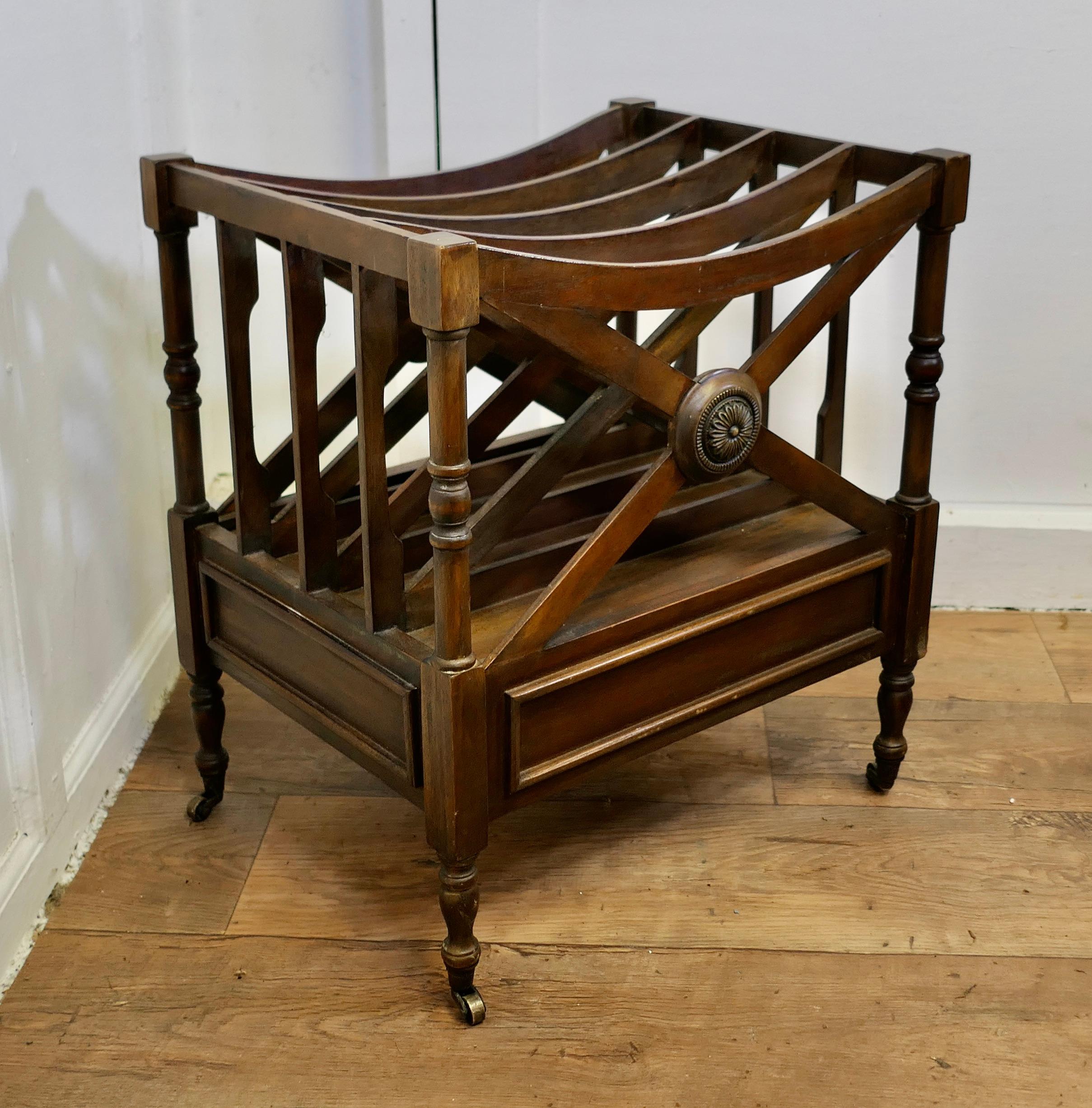 Walnut Regency Style Canterbury Magazine Stand  This is a pretty little piece  For Sale