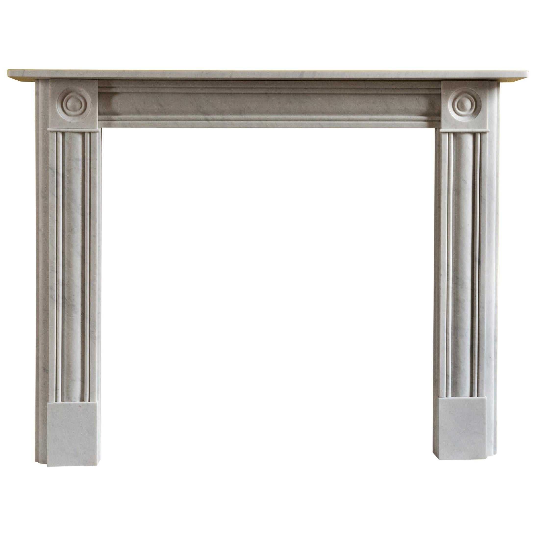 Regency Style Carrara Marble Bullseye Fireplace