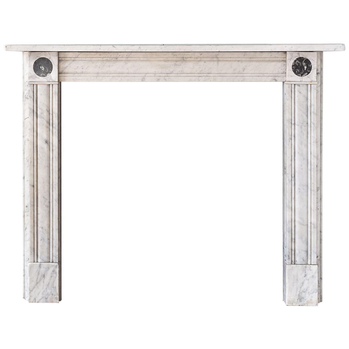 Regency Style Carrara Marble Fireplace with Peacock's Eye Roundels