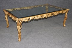 Regency Style Carved Branch and Leaf Coffee Table In the Manner of Bagues