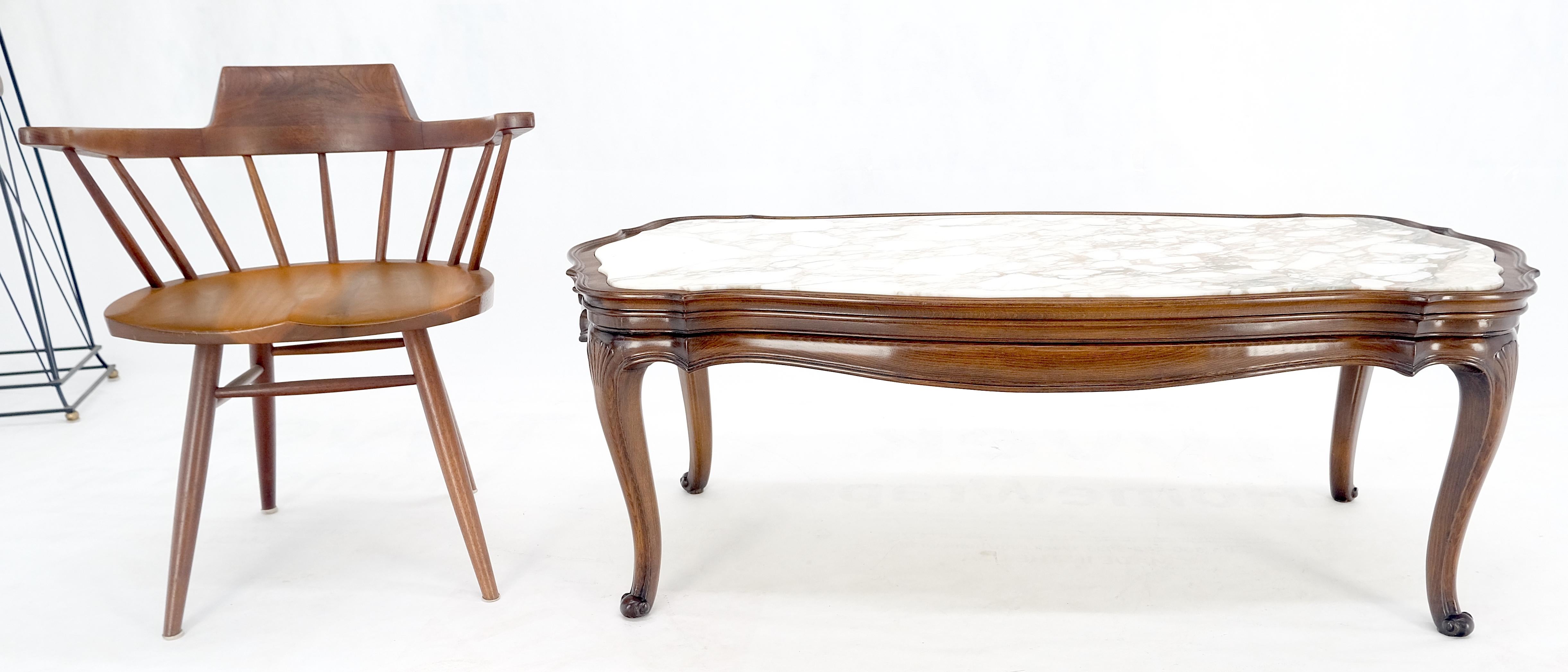Regency Style Carved Walnut Base Figural Marble Top Elongated Coffee Table MINT! 5