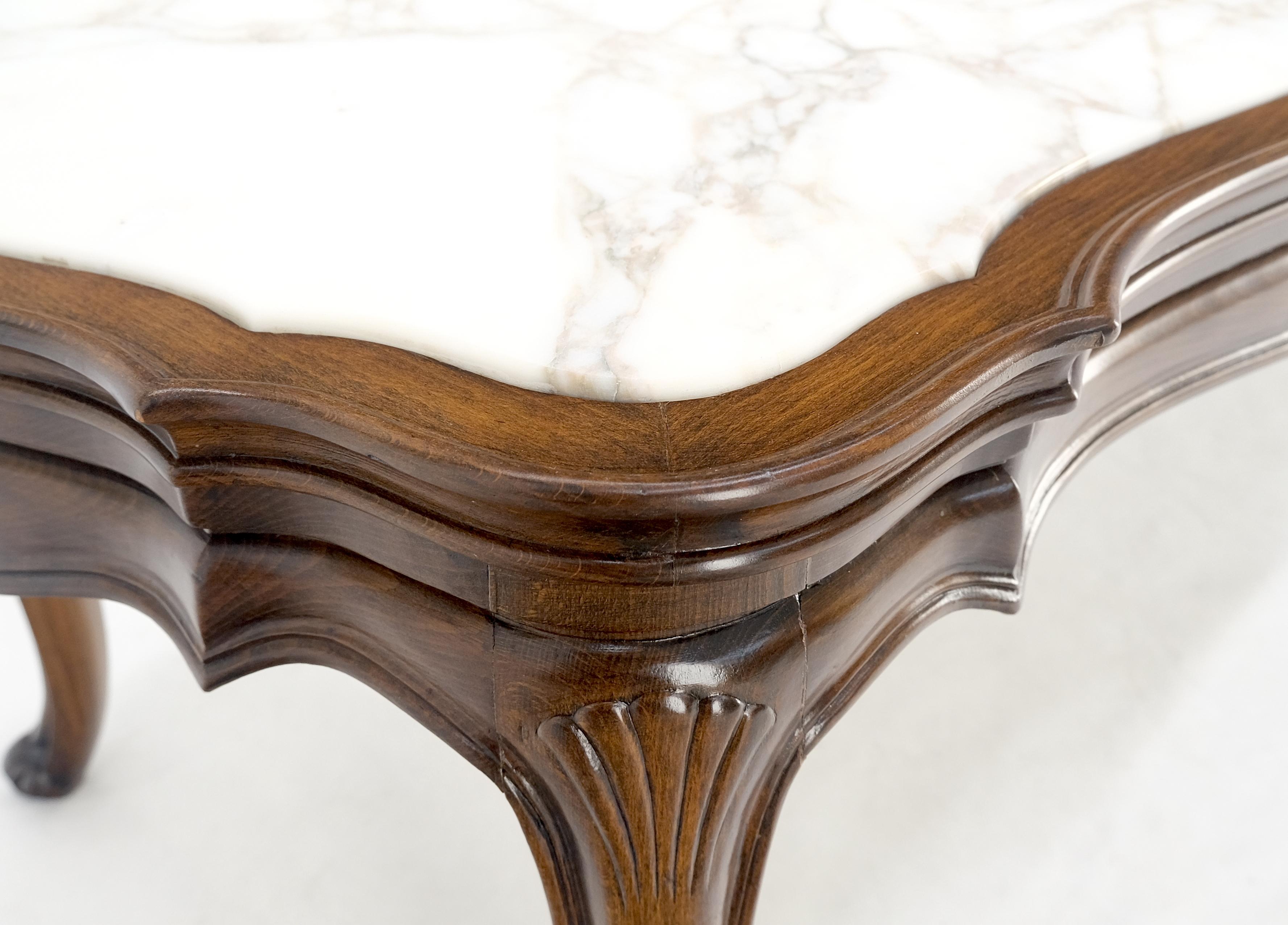 Regency Style Carved Walnut Base Figural Marble Top Elongated Coffee Table MINT! 6