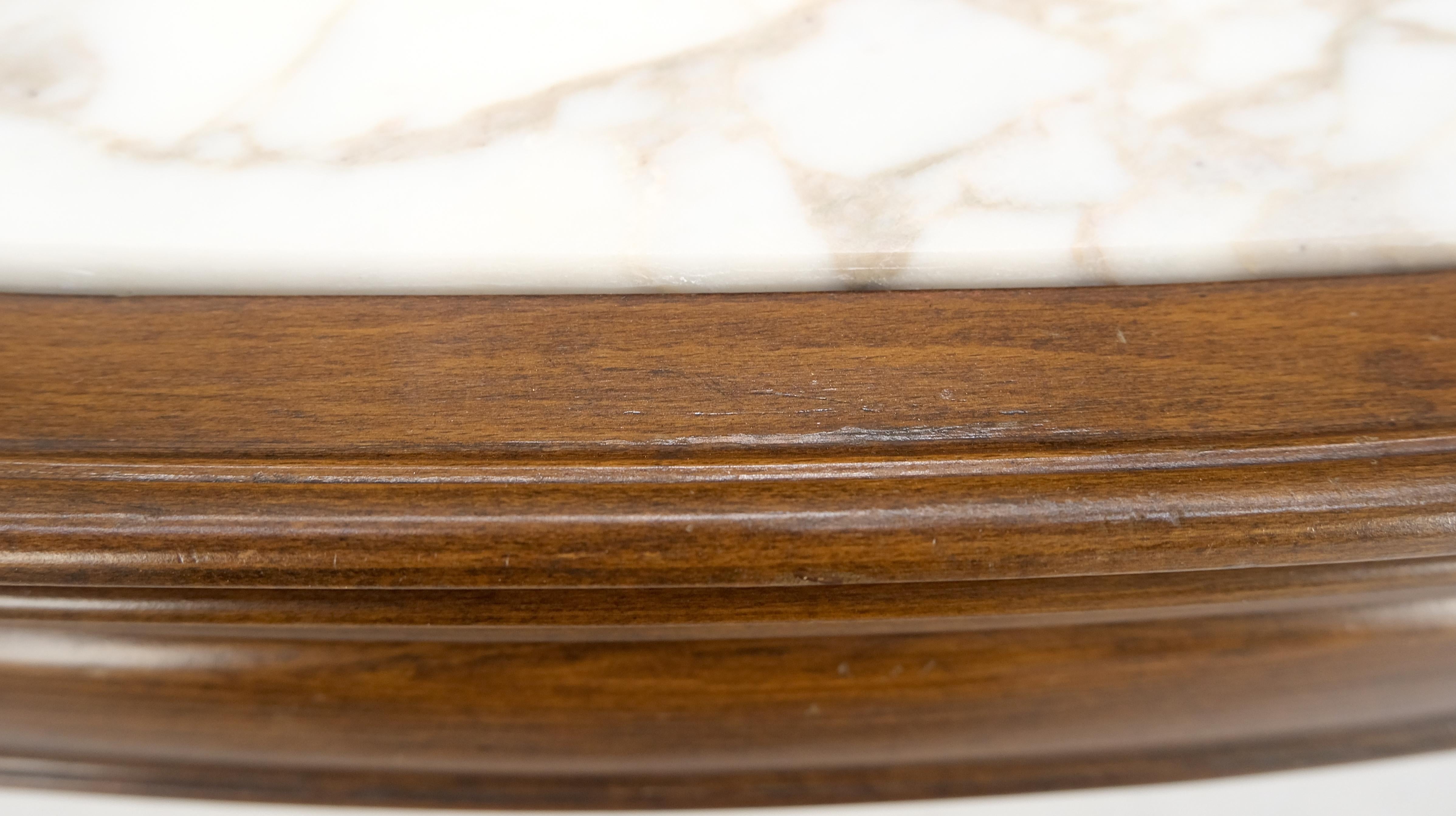 Regency Style Carved Walnut Base Figural Marble Top Elongated Coffee Table MINT! 8
