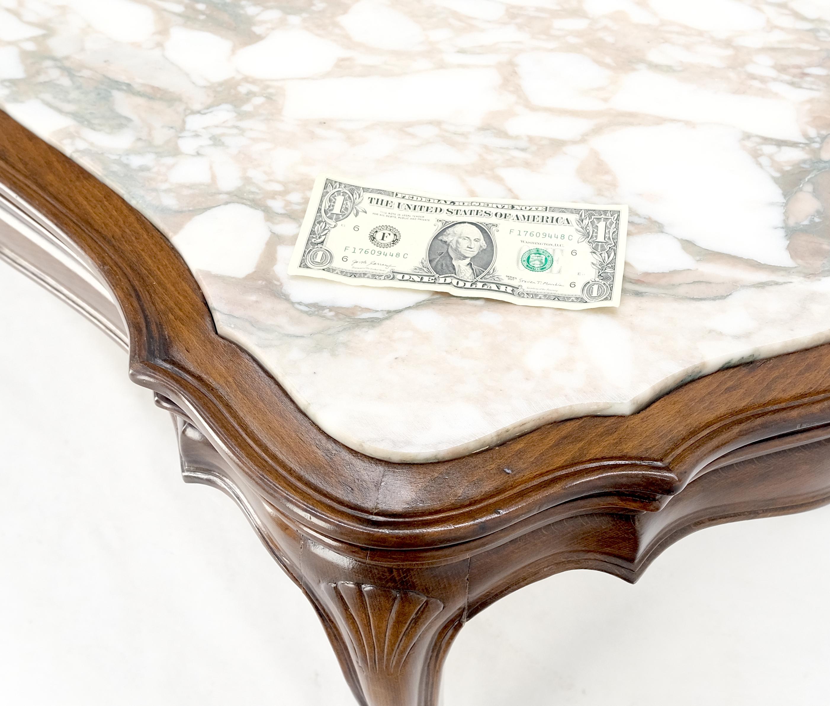 Regency Style Carved Walnut Base Figural Marble Top Elongated Coffee Table MINT! 2