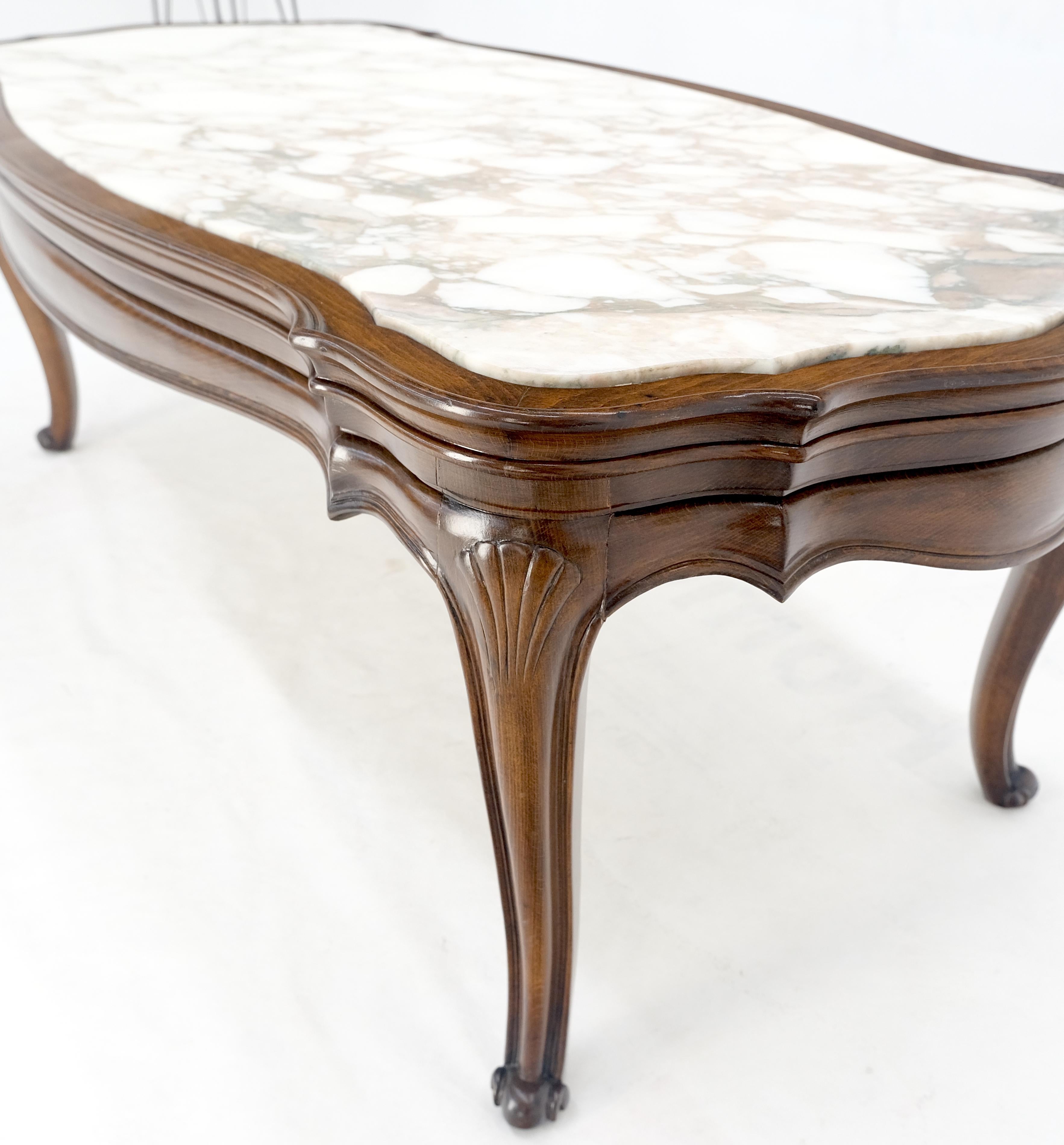 Regency Style Carved Walnut Base Figural Marble Top Elongated Coffee Table MINT! 3