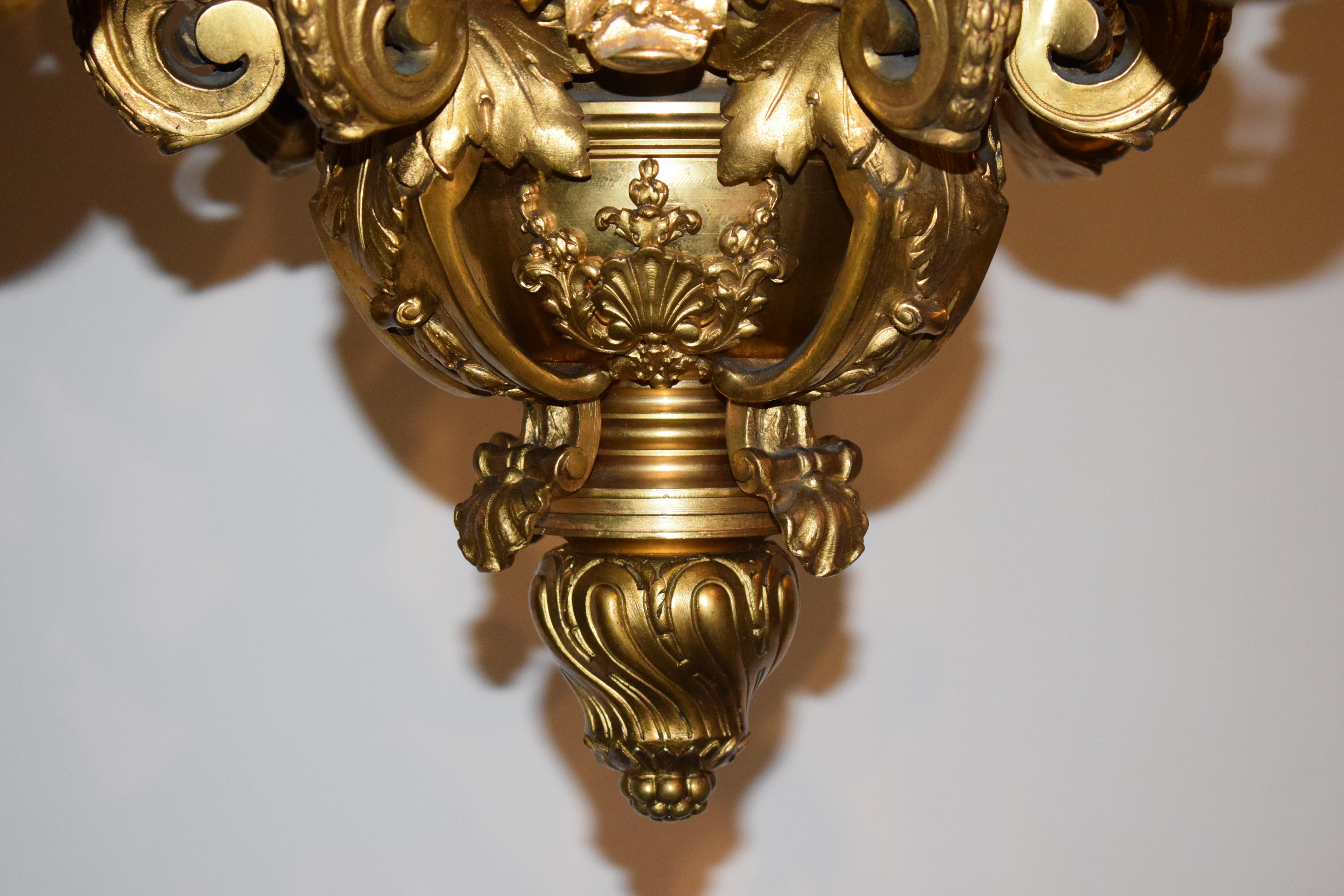 Superb Regency Style Gilt Bronze Chandelier For Sale 6