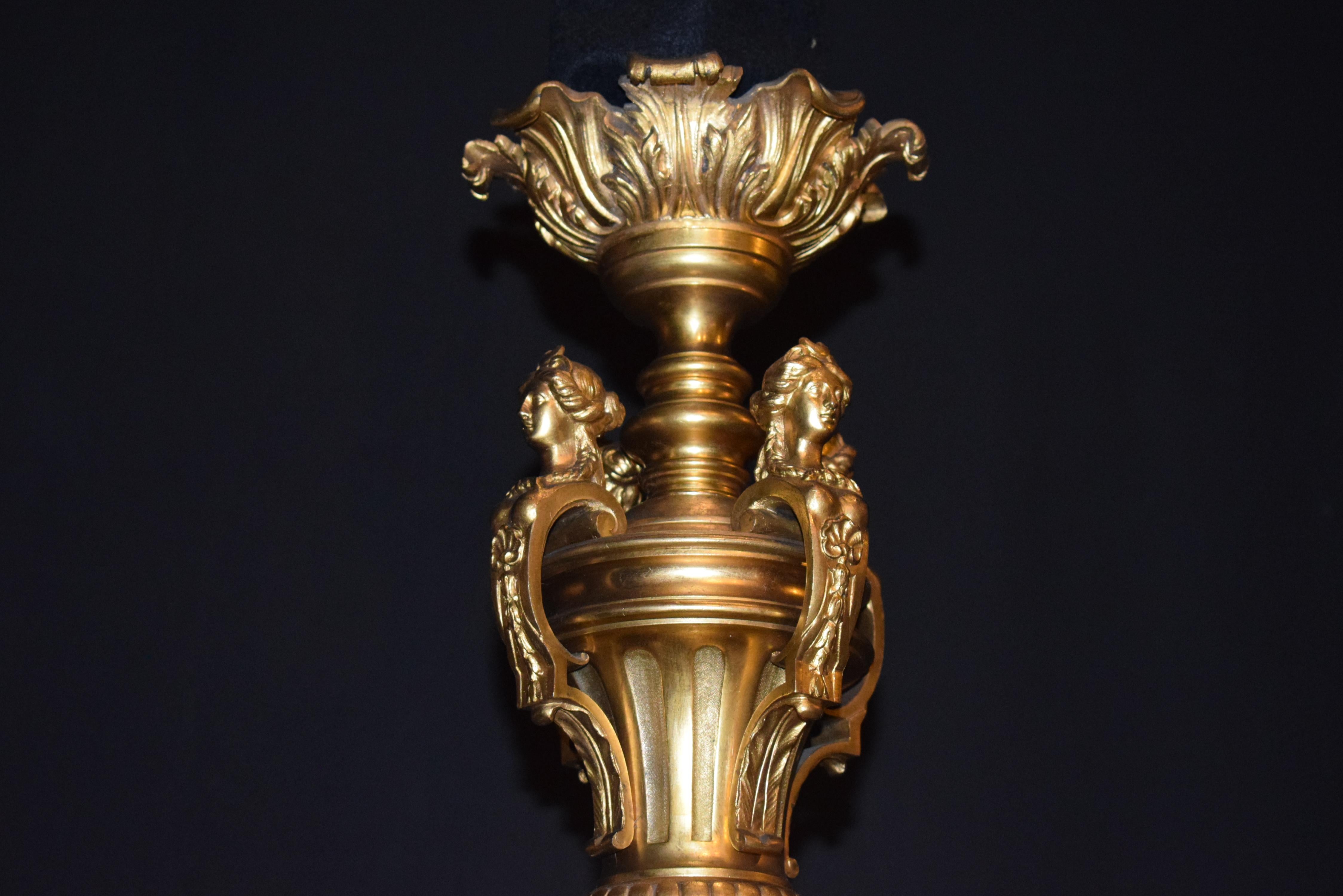 Superb Regency Style Gilt Bronze Chandelier For Sale 7