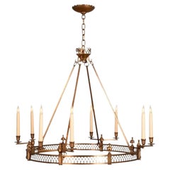 Regency Style Charles Edwards Brass Frieze Chandelier