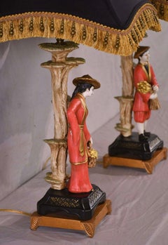 Regency Style Chinoiserie Ancestral Table Lamps by Chelsea House, Pair