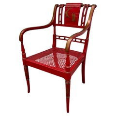 Chinoiserie-Sessel im Regency-Stil im Regency-Stil, rot lackiert, von Maitland Smith.