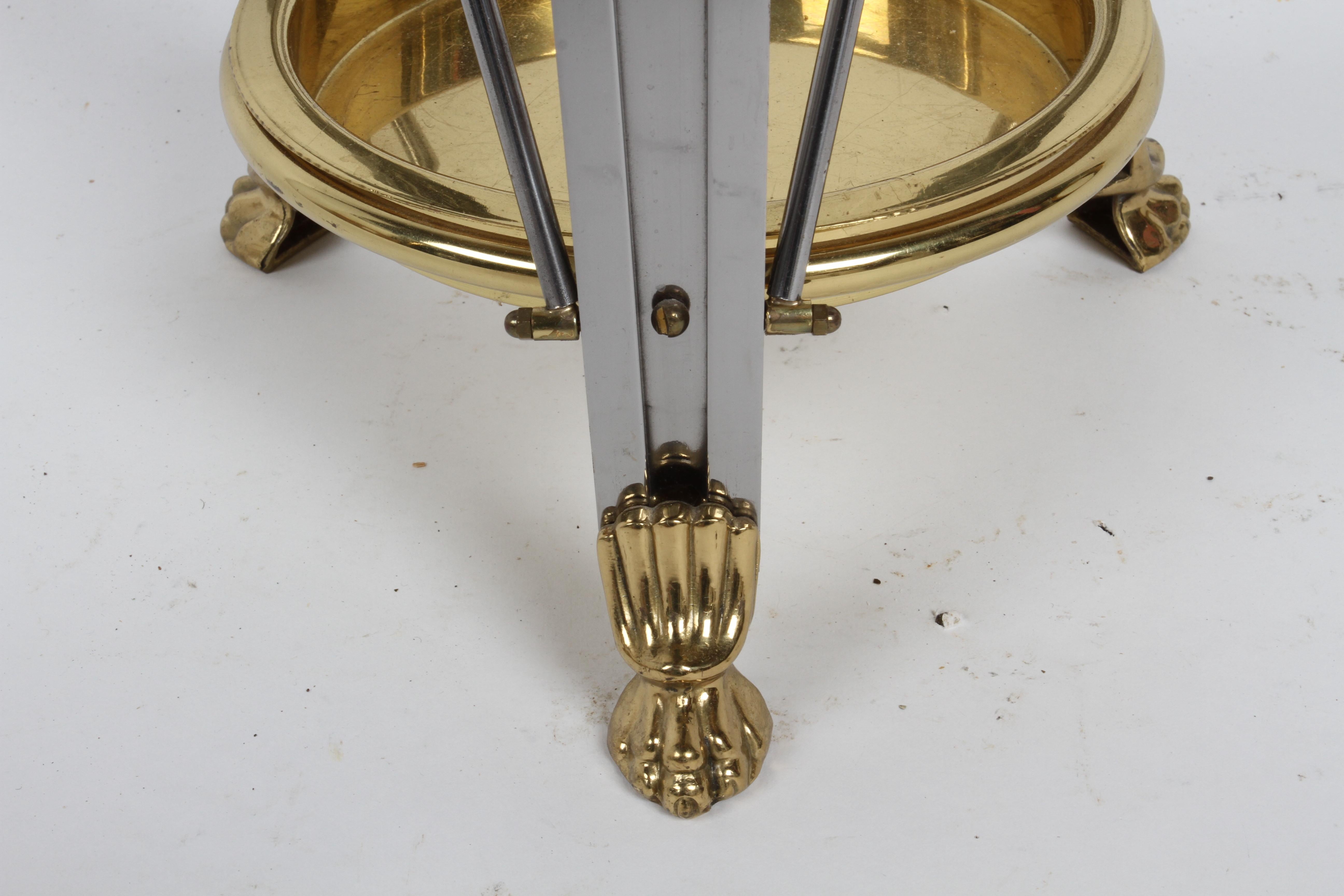 Regency Style Classic Form Umbrella Stand with Lion's Heads in Stainless & Brass For Sale 2