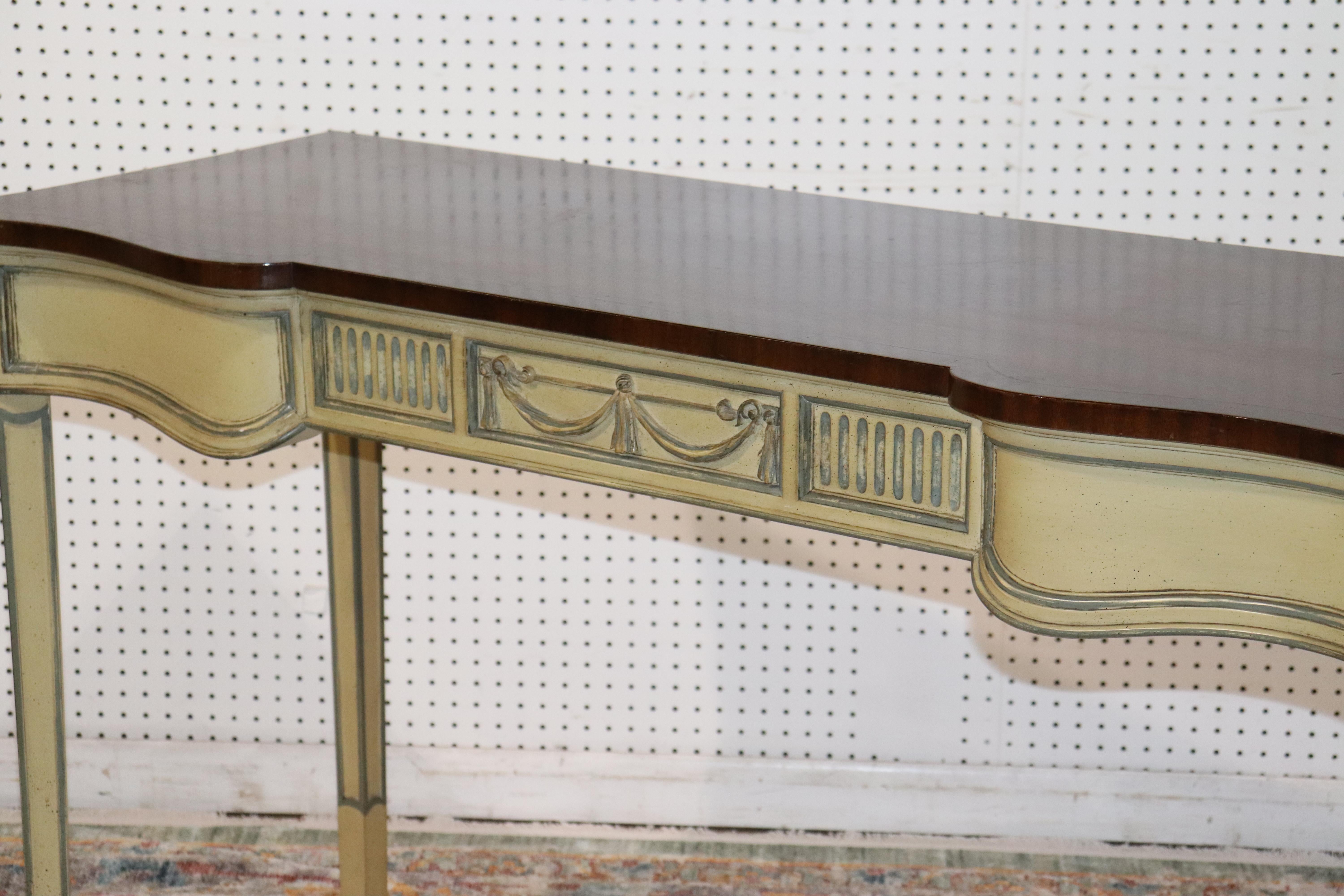 Regency French Louis XVI Style Cr�ème Paint Decorated Console Sofa Table