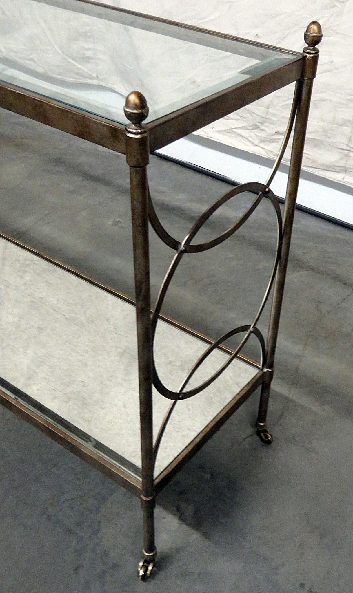 20th Century Maison Jansen Attr. Steel and Brass French Hollywood Regency Style Console Table