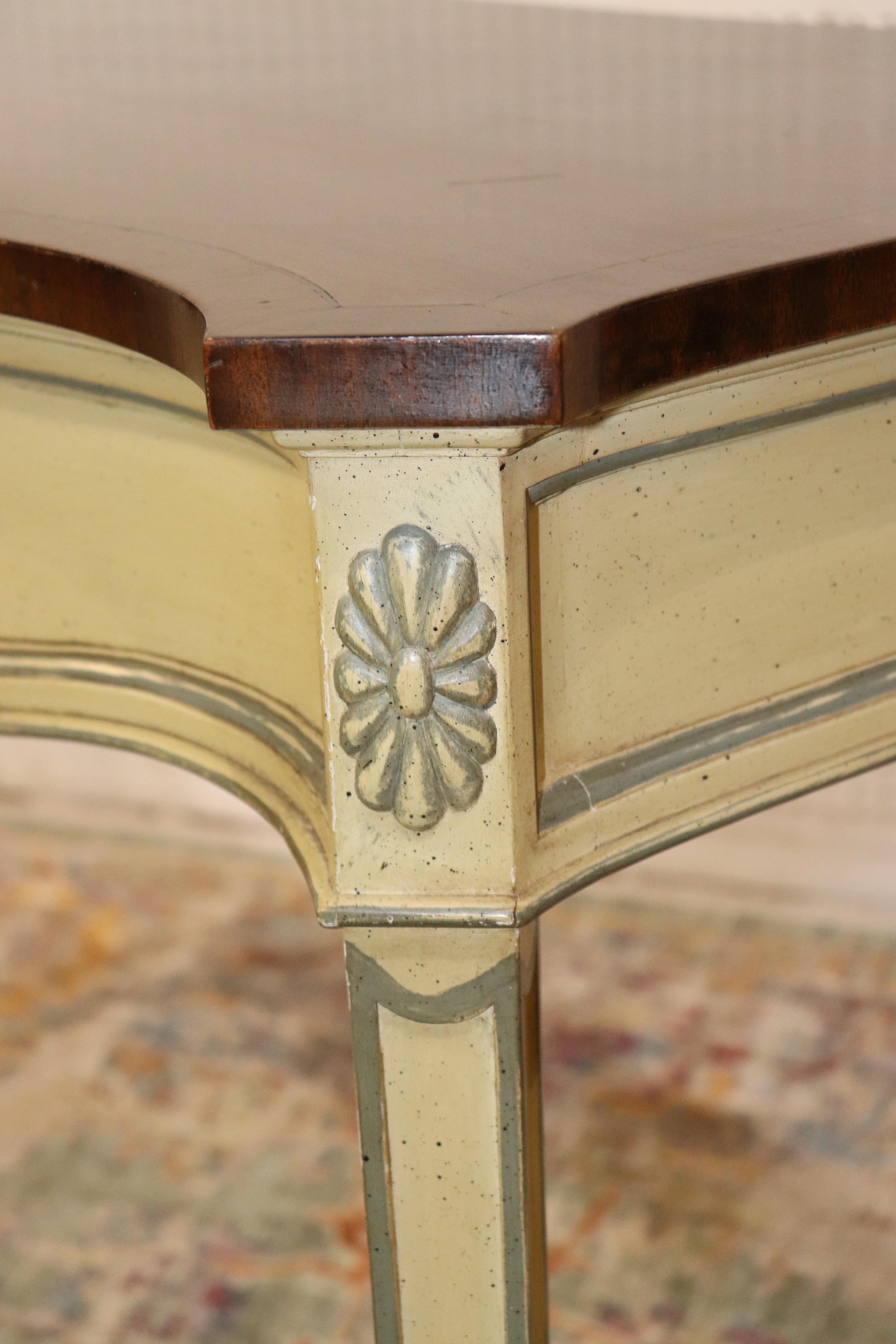 20th Century French Louis XVI Style Crème Paint Decorated Console Sofa Table