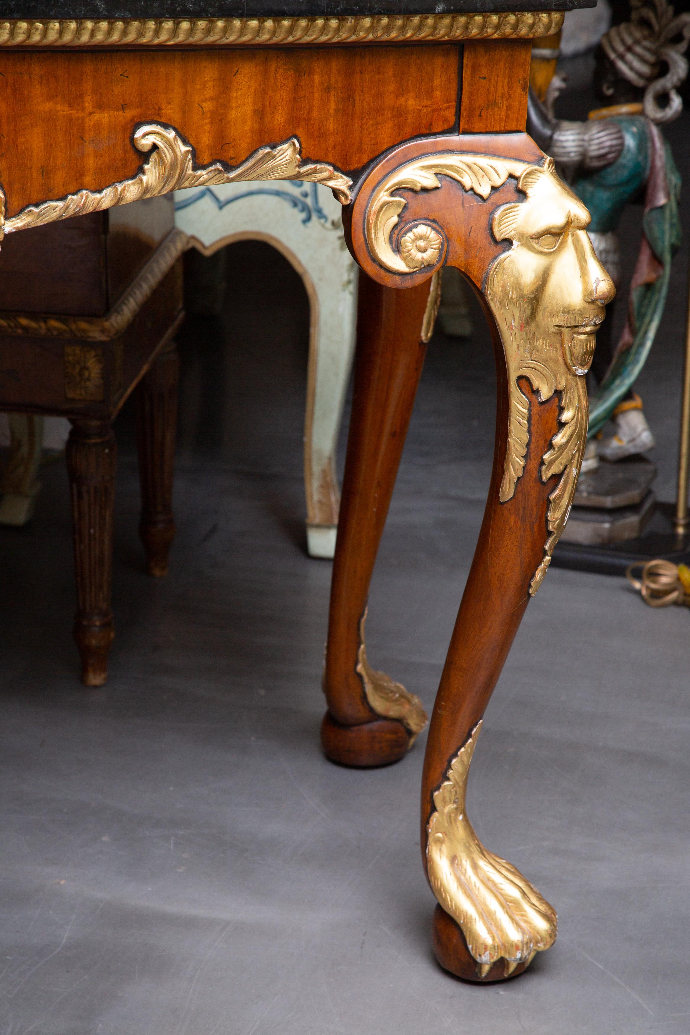 Regency Style Console Table with Gilt Decorations For Sale 1