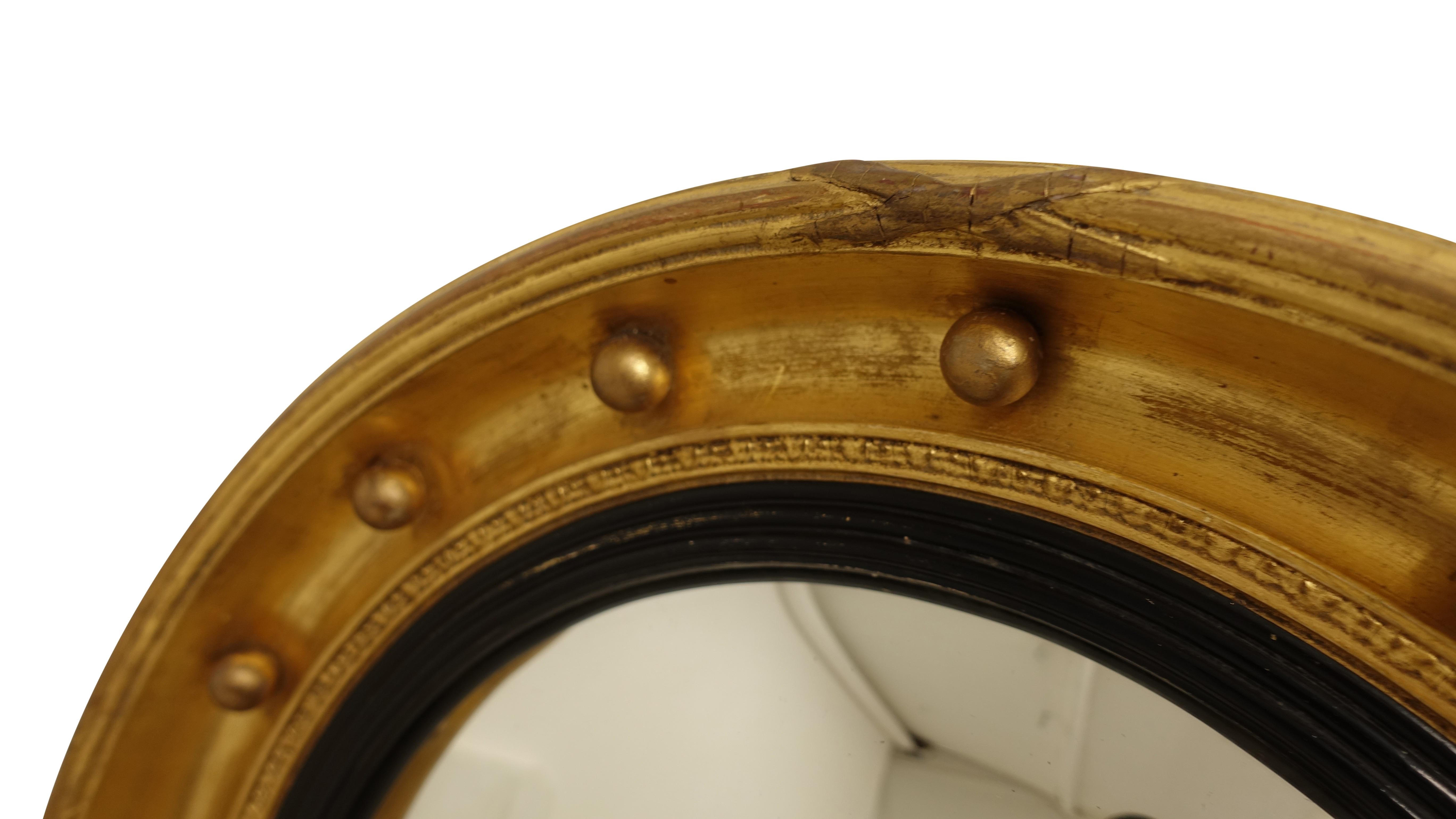 Gilt Regency Style Convex Mirror, 19th Century English