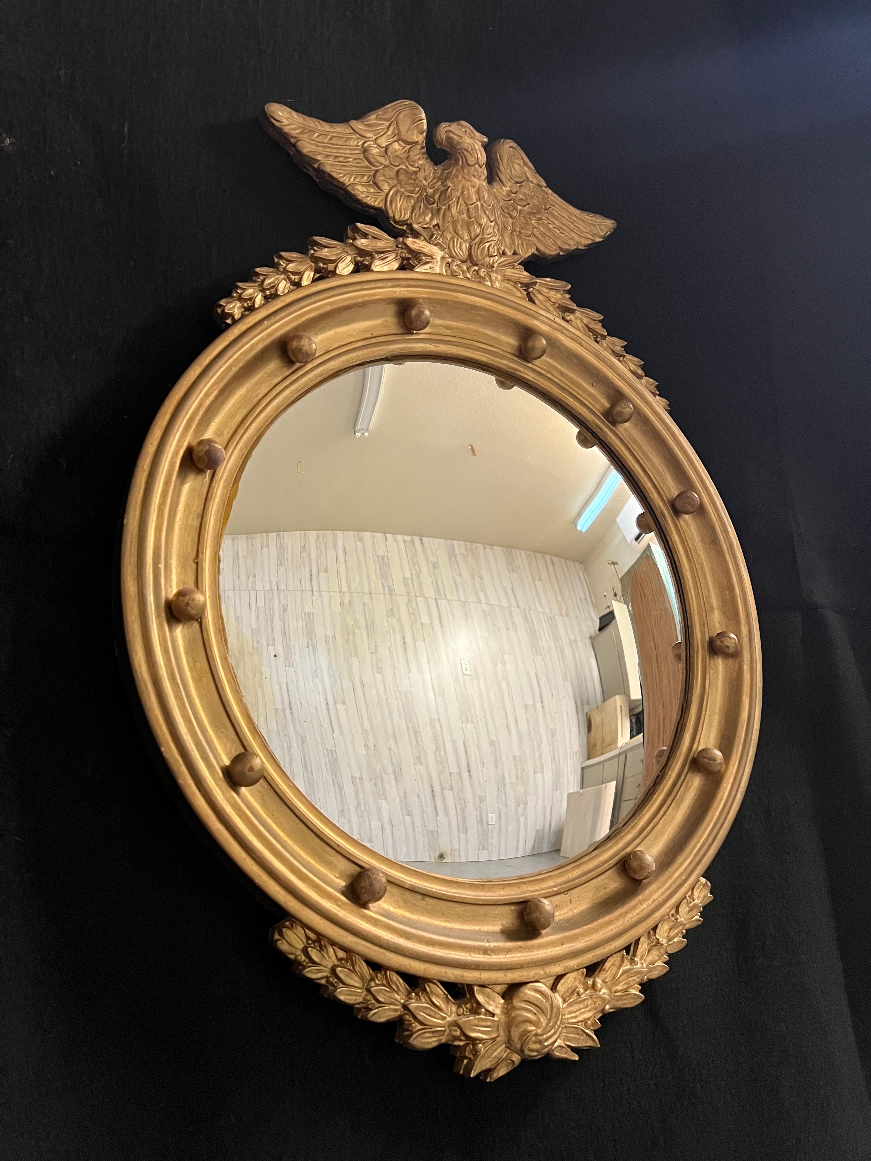 Regency style convex Mirror In Good Condition For Sale In Denton, TX