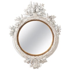 Regency Style Convex Mirror with Flower Basket Crest