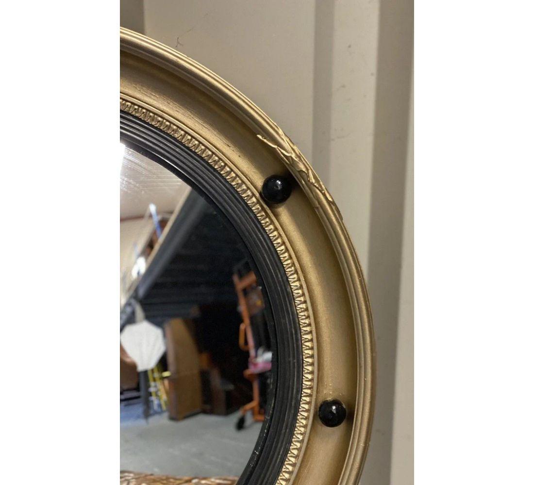 20th Century Regency Style Convex Mirror with Giltwood And Ebonised For Sale