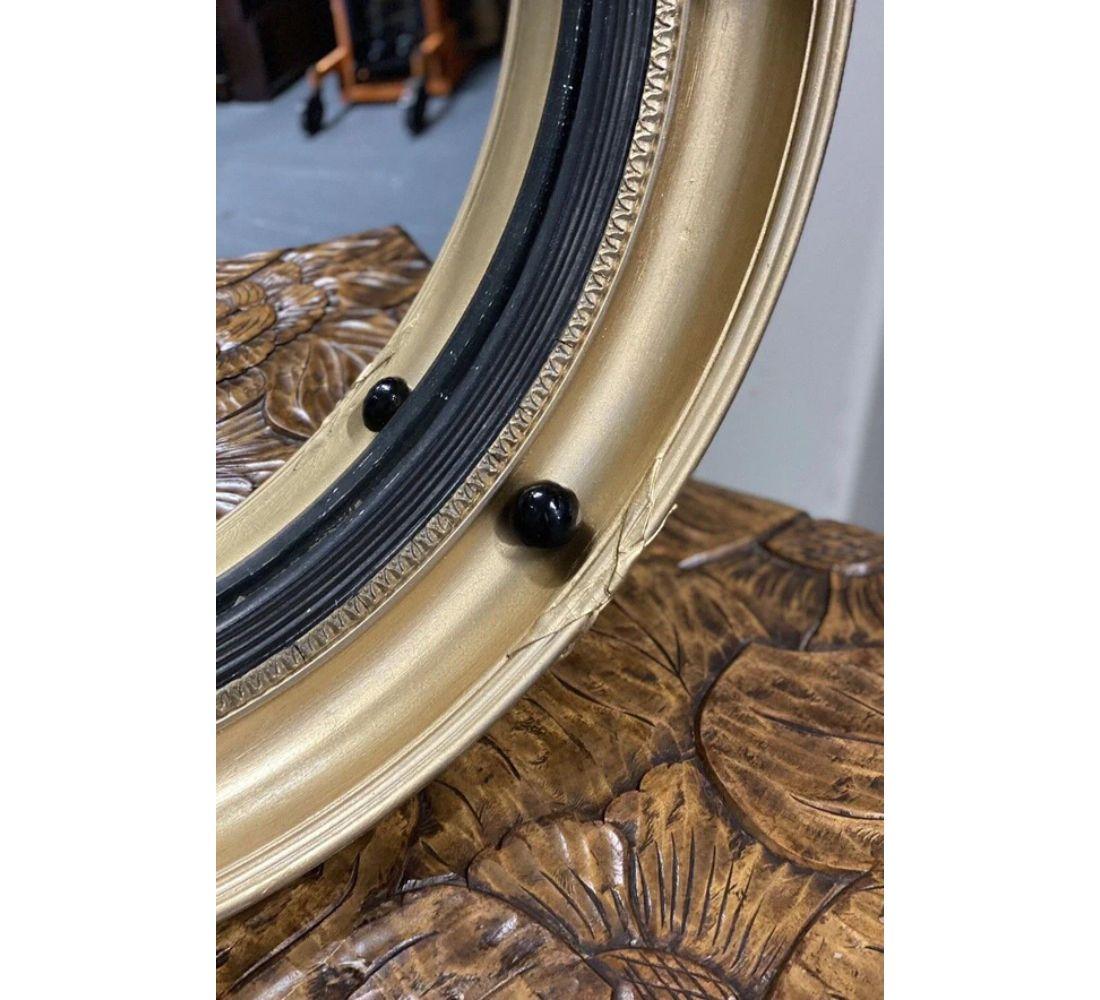 Regency Style Convex Mirror with Giltwood And Ebonised For Sale 1
