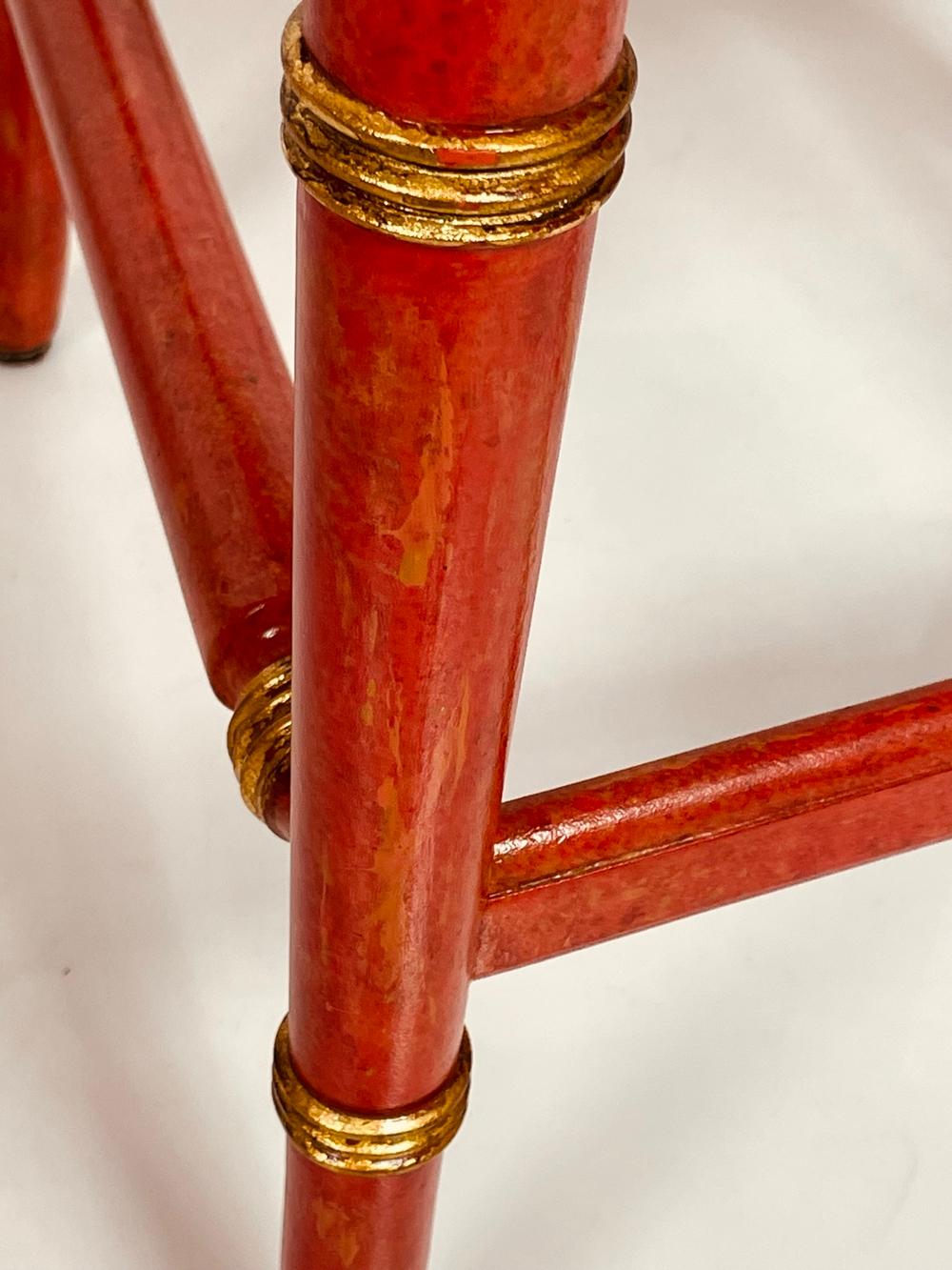 Regency-Tischhocker im Regency-Stil mit vergoldeten, vergoldeten Rohr- und Ledersitzen im Angebot 10