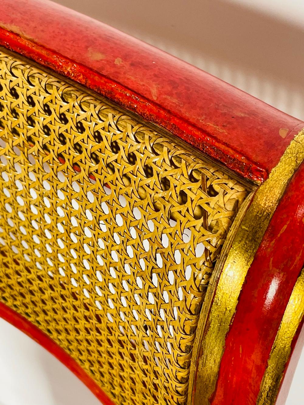 Regency-Tischhocker im Regency-Stil mit vergoldeten, vergoldeten Rohr- und Ledersitzen im Angebot 13