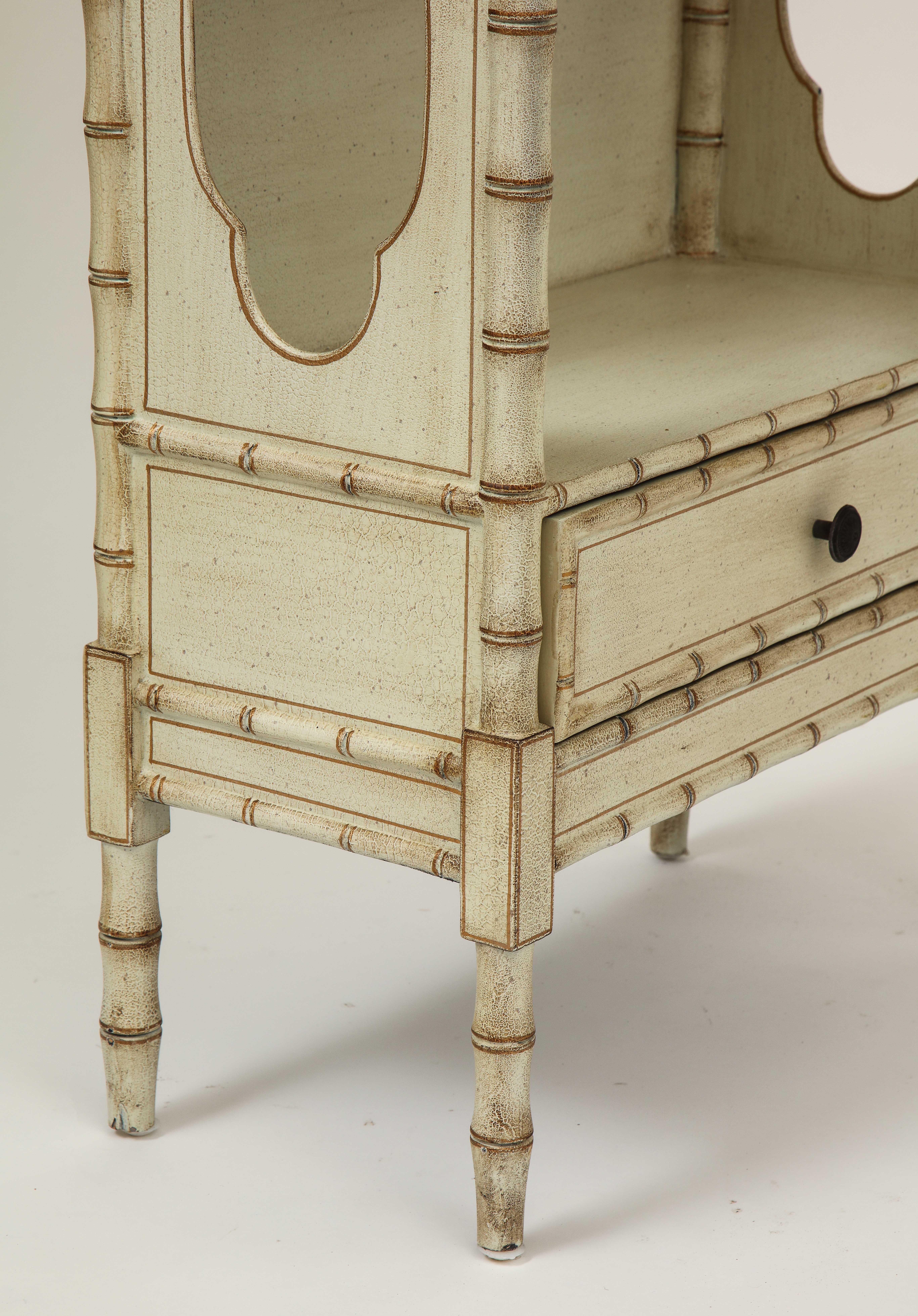 Regency Style Cream and Gilt Faux Bamboo Bookcase 1