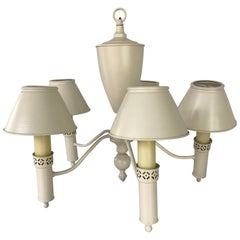 Regency Style Cream Painted Five-Light Tole Chandelier