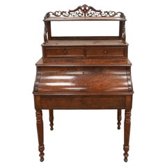 Regency Style Crotch Mahogany and Tooled Leather Two Part Lady's Writing Desk