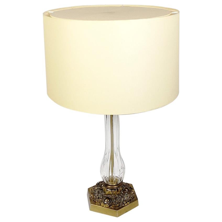 Regency Style Crystal Glass Table Lamp, 1970s For Sale