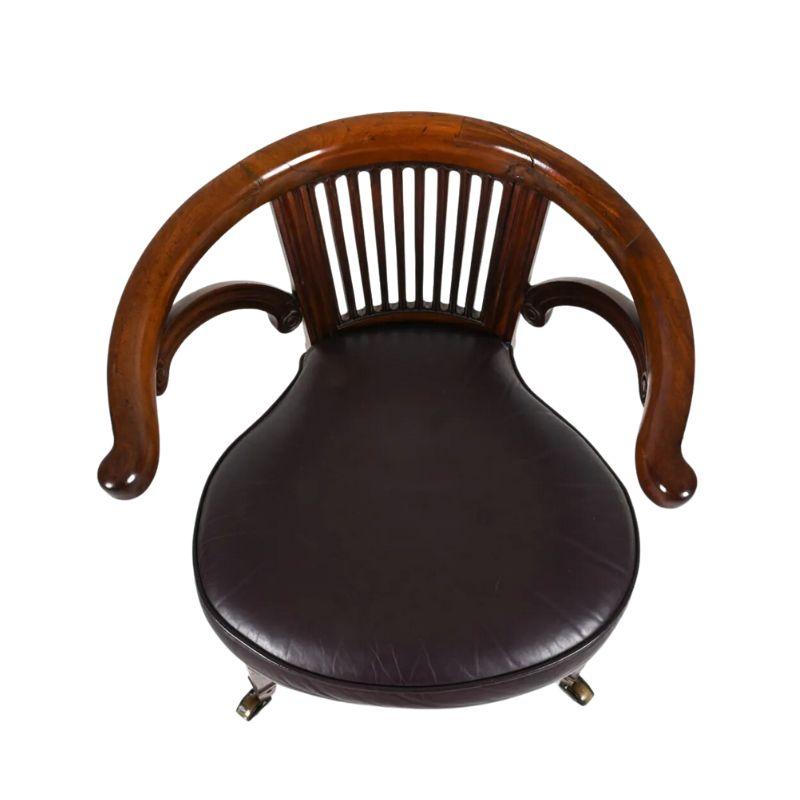 Regency Style Curved Library Desk Chair With Leather Seat In Good Condition For Sale In Locust Valley, NY