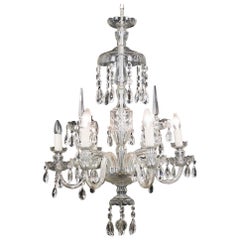 Vintage Regency Style Cut Glass Nine Branch Chandelier