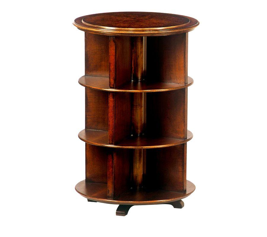 Elevate the art of book collecting with this precious cylindrical bookcase fashioned of sturdy beech and enriched with a superb briar disk at the top. A faithful reproduction of a Regency original dating back to 1811-1830, it makes for a clever and