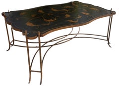 Regency Style Dennis & Leen Black & Gold Chinoiserie Cocktail Table