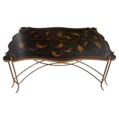 Regency Style Dennis & Leen Black & Gold Chinoiserie Cocktail Table
