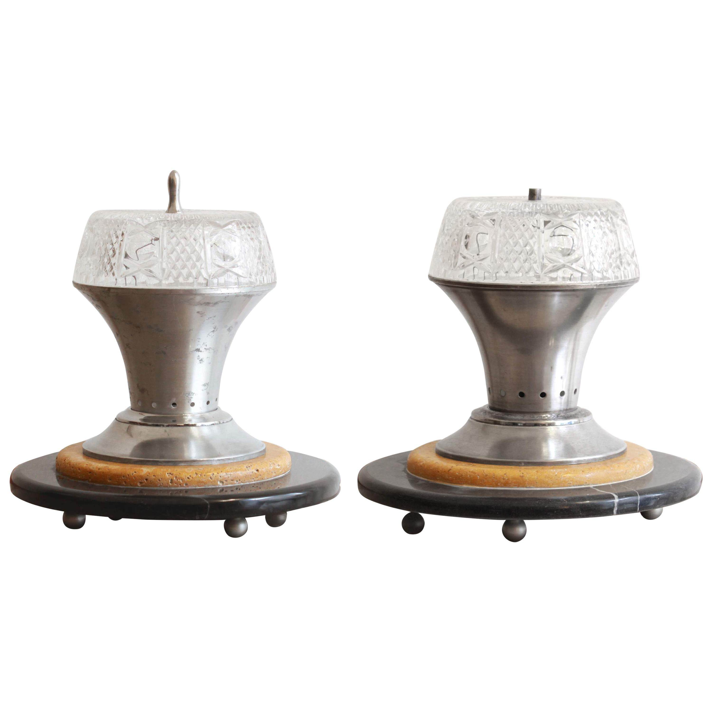 Marble Table Lamp, set of two, Italy 1940s For Sale