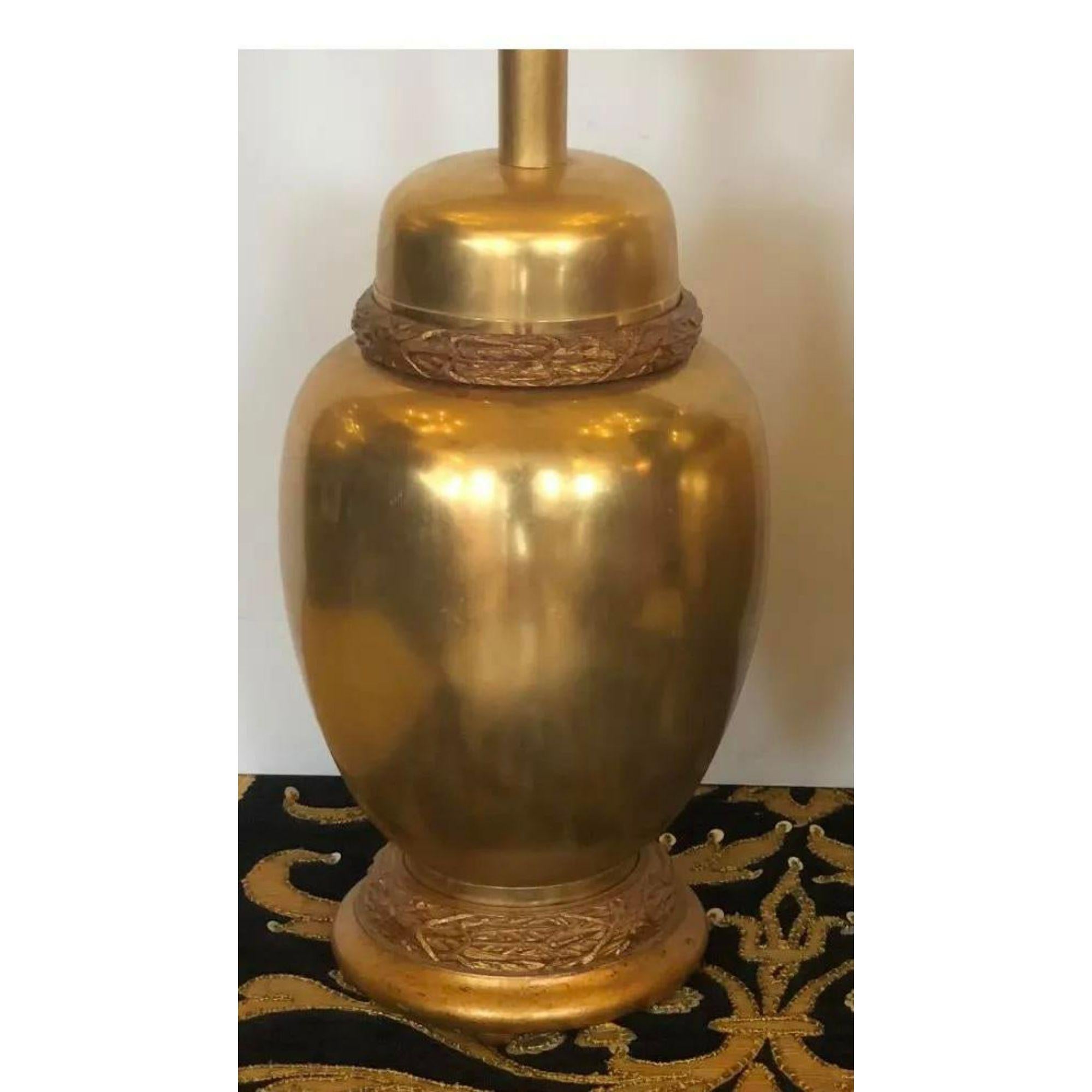 Regency Style Designer Gilt Bronze Urn Lamp with Giltwood Base In Good Condition For Sale In LOS ANGELES, CA