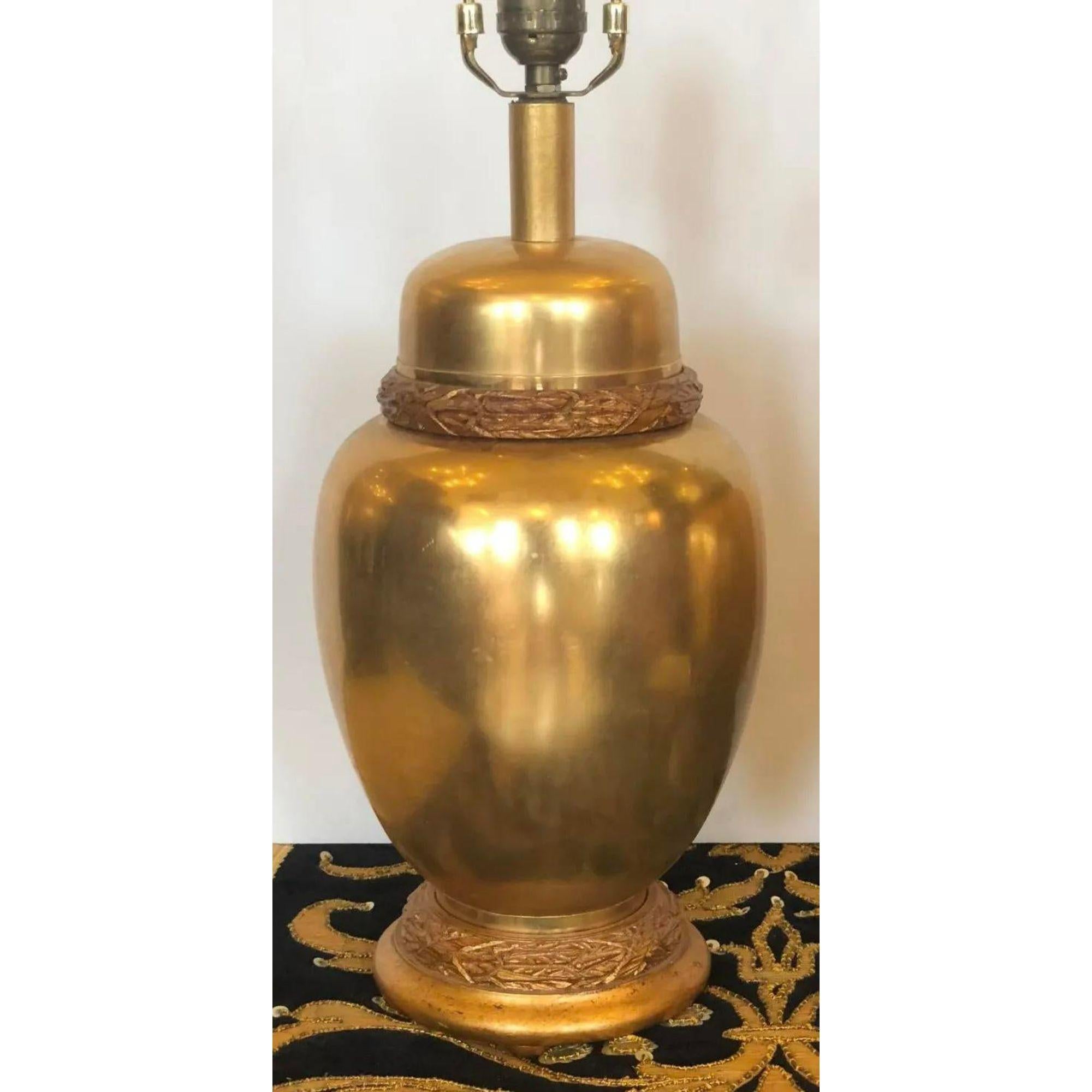 Contemporary Regency Style Designer Gilt Bronze Urn Lamp with Giltwood Base For Sale