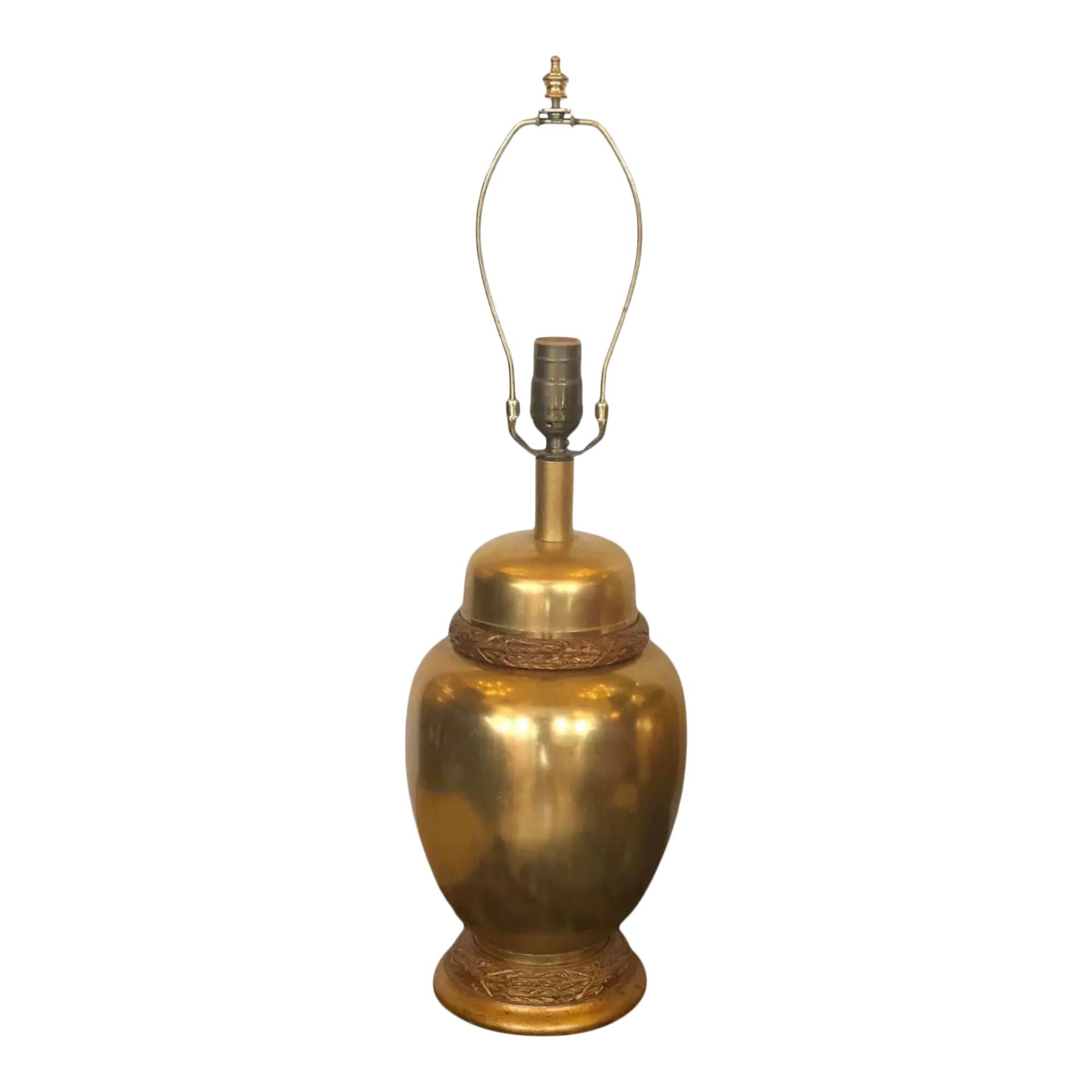 Regency Style Designer Gilt Bronze Urn Lamp with Giltwood Base For Sale