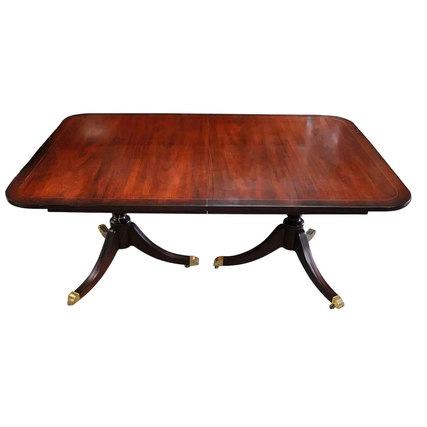 North American Regency Style Double Pedestal Dining Table