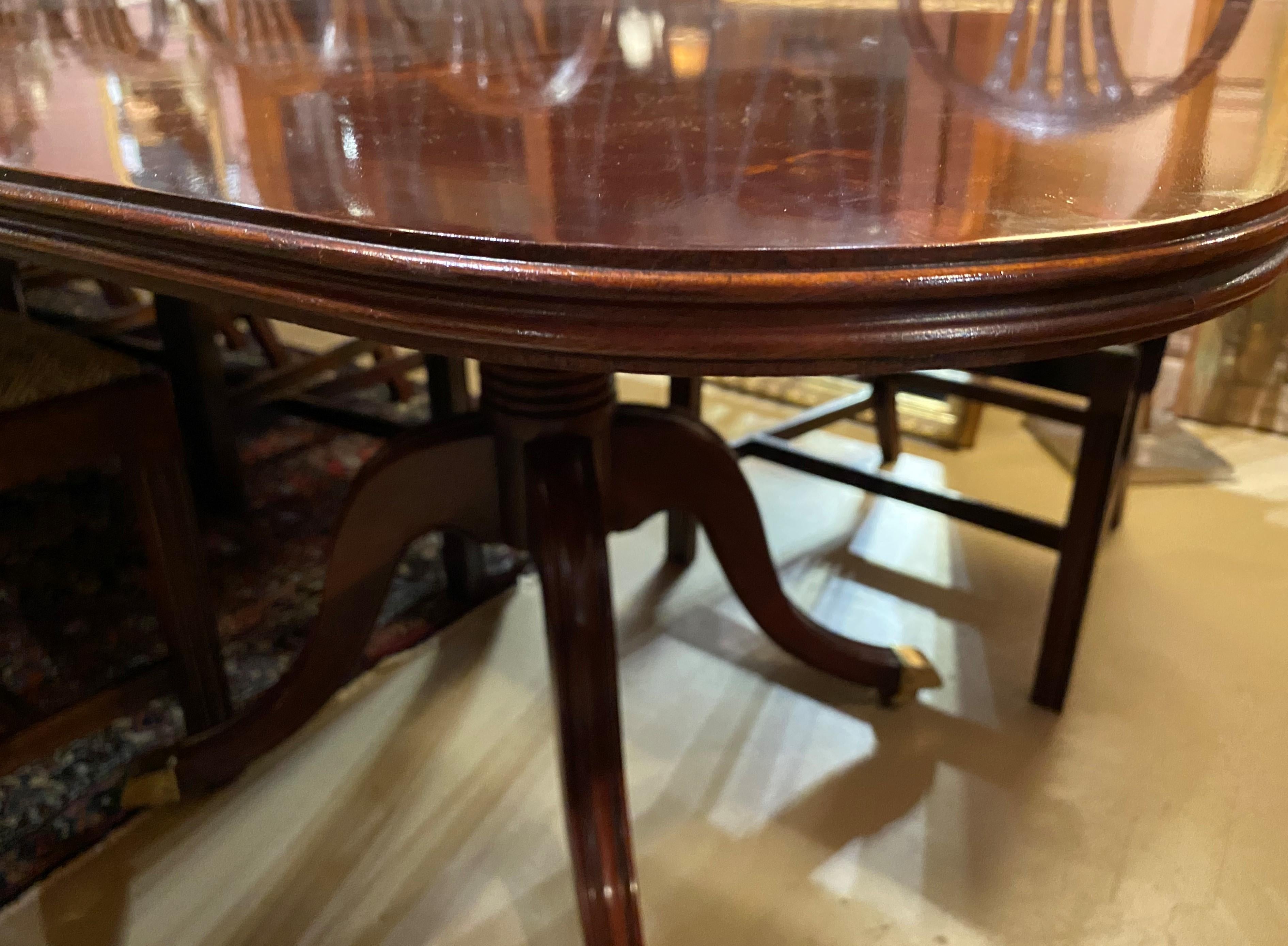 Regency Style Double Pedestal Dining Table with Spectacular Mahogany Veneer 6