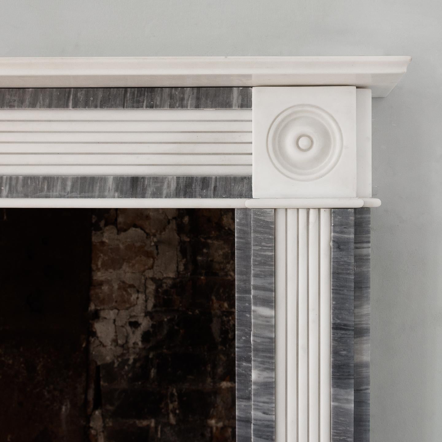 Regency Style Dove Grey and Statuary Marble Fireplace 1