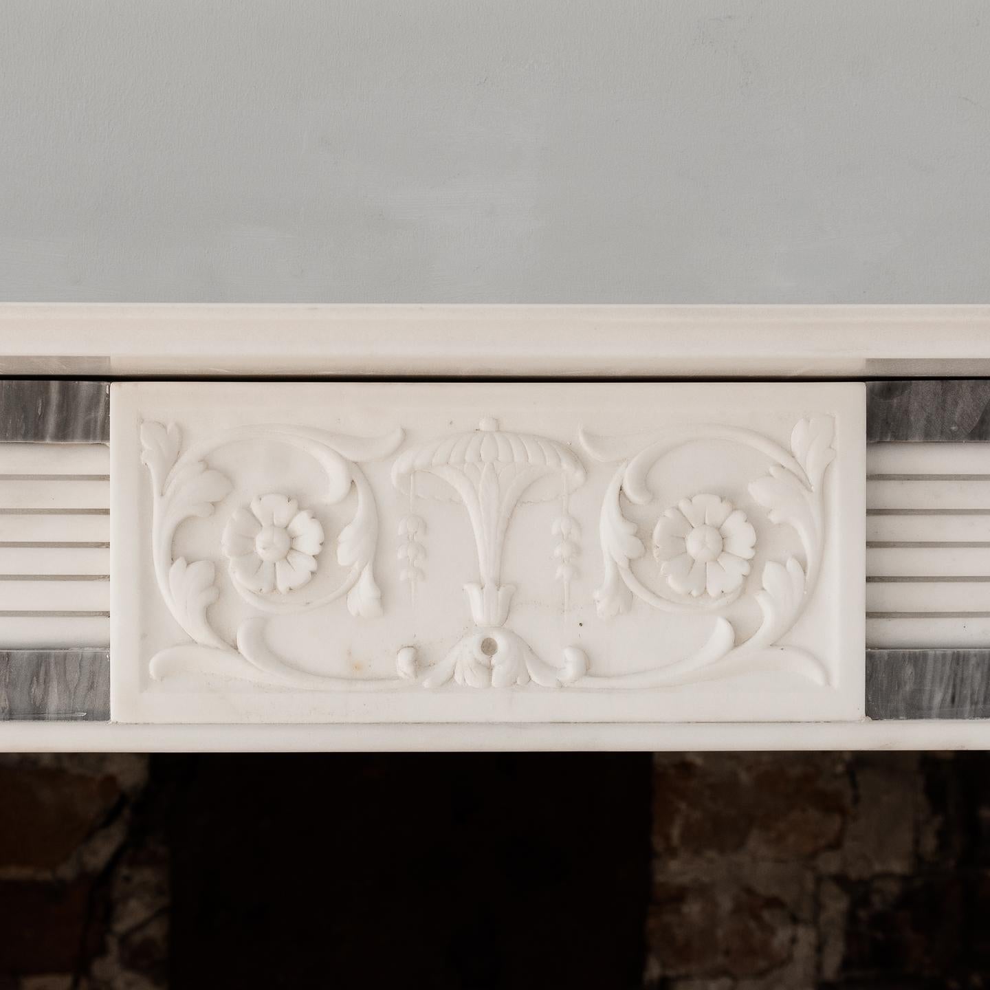 Regency Style Dove Grey and Statuary Marble Fireplace 2