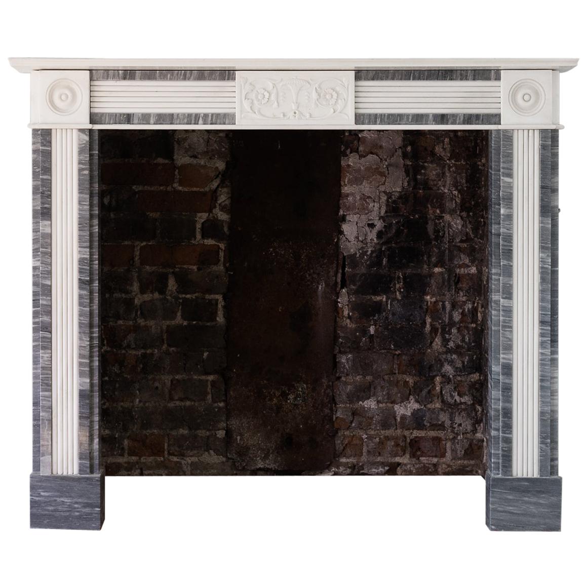 Regency Style Dove Grey and Statuary Marble Fireplace