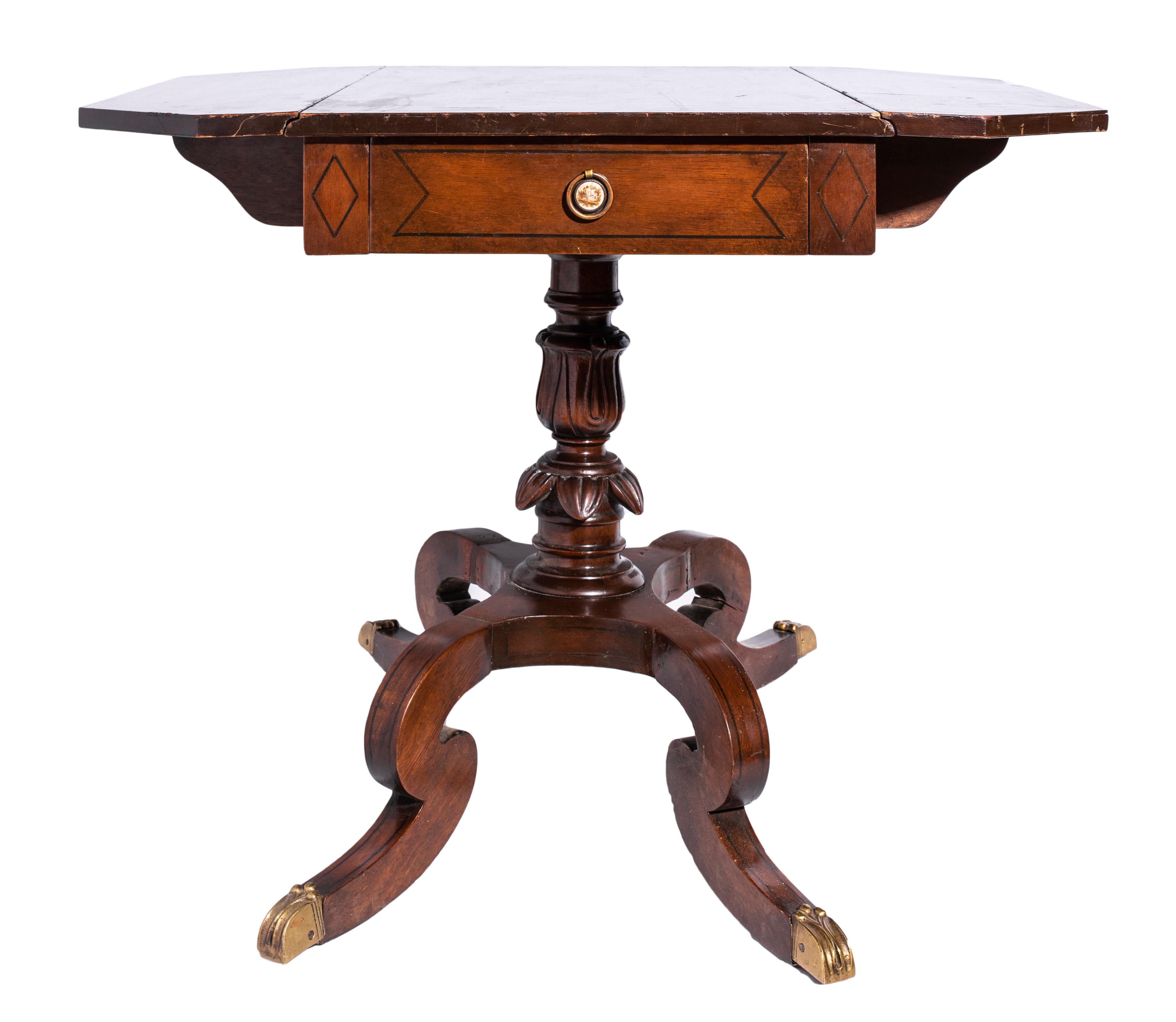 English Regency Style Drop Leaf Sofa Table For Sale