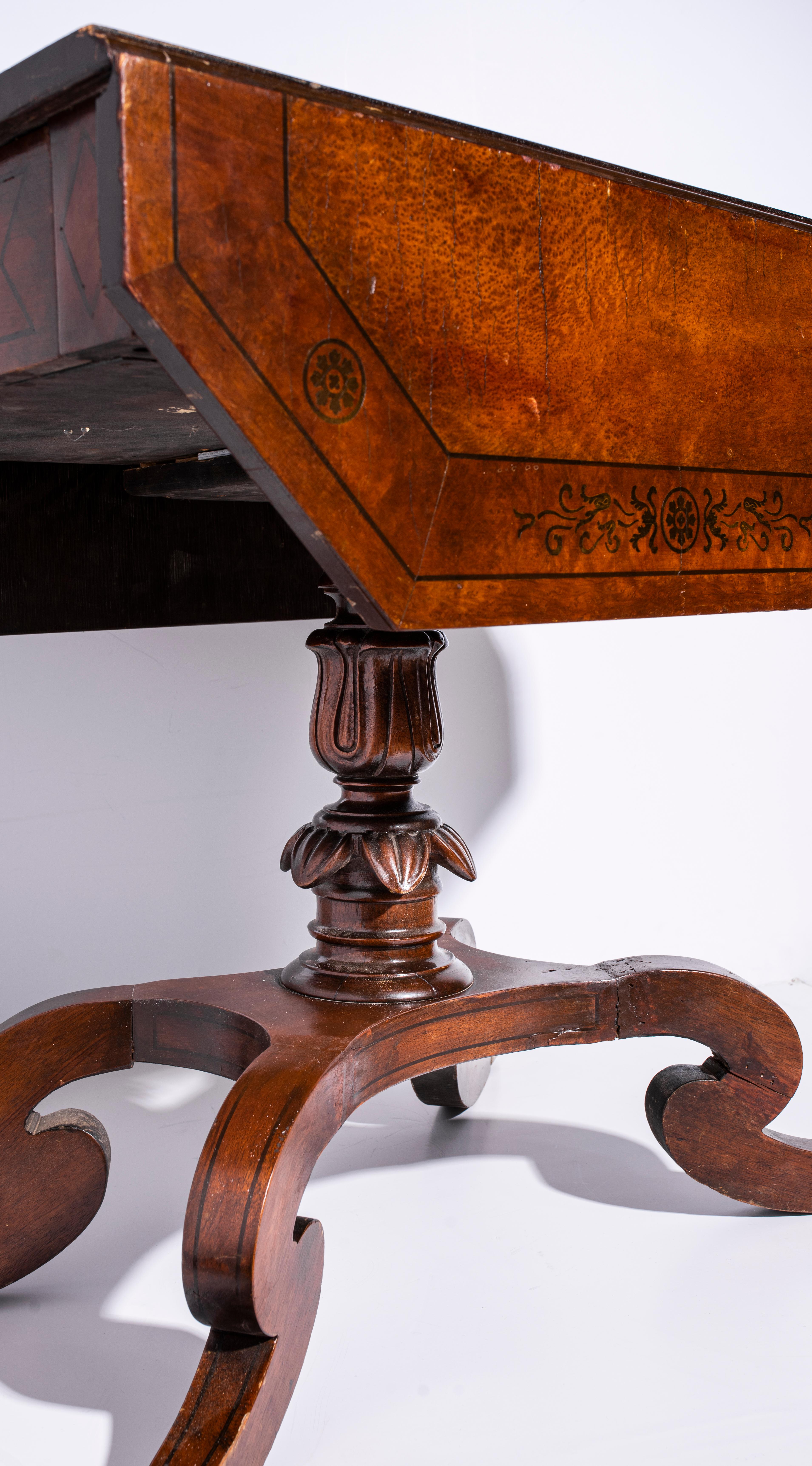 Wood Regency Style Drop Leaf Sofa Table For Sale