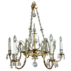 Regency Style E F Caldwell Gilt Bronze and Crystal Chandelier
